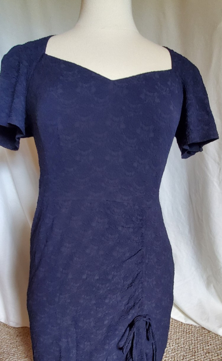 Nanette Lepore Navy Cinched Hem Flutter Sleeve Cocktail Dress Size 4