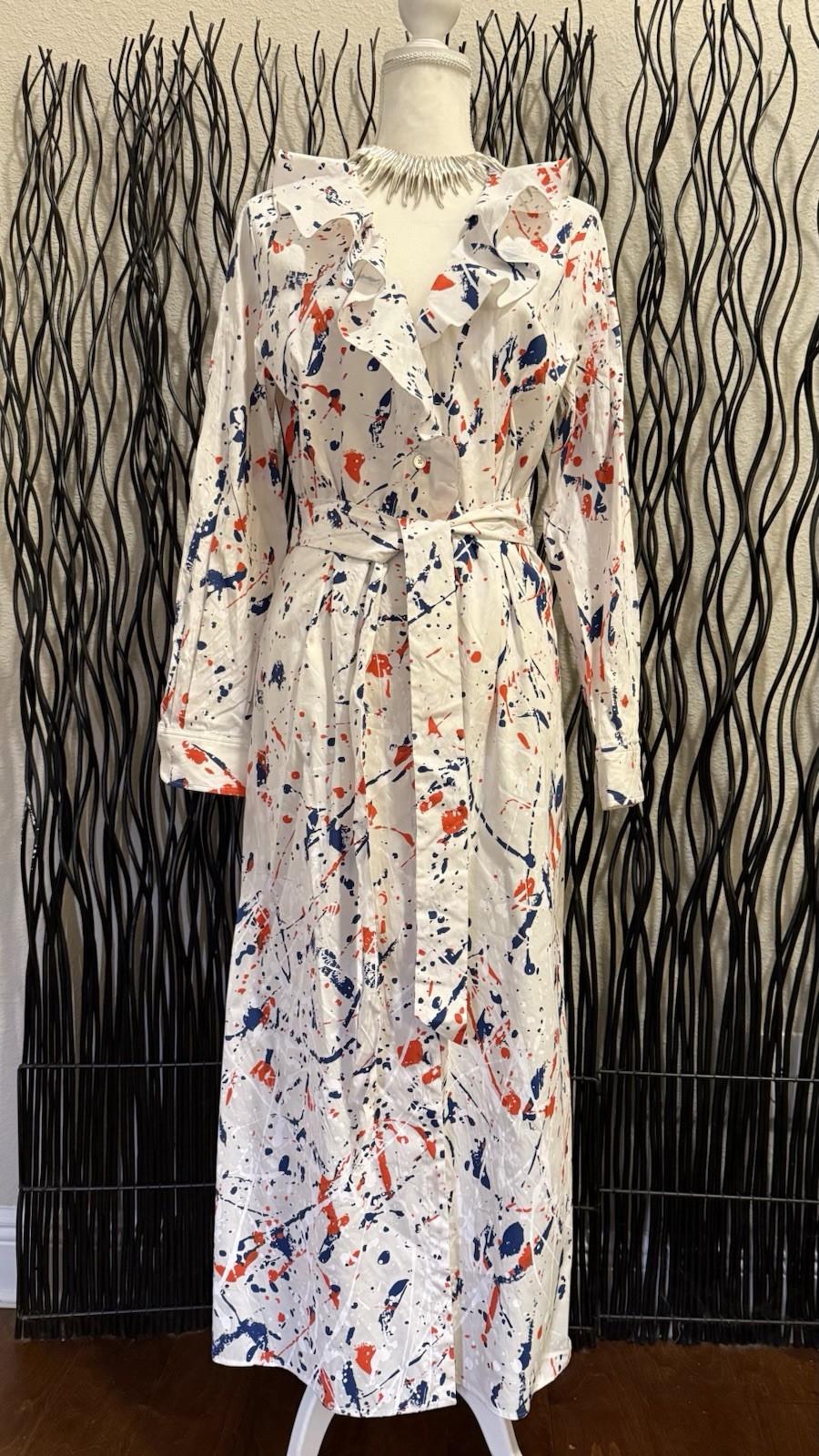NWT $2790 RALPH LAUREN Collection Anakin Stretch Linen Paint Day Dress Sz 10