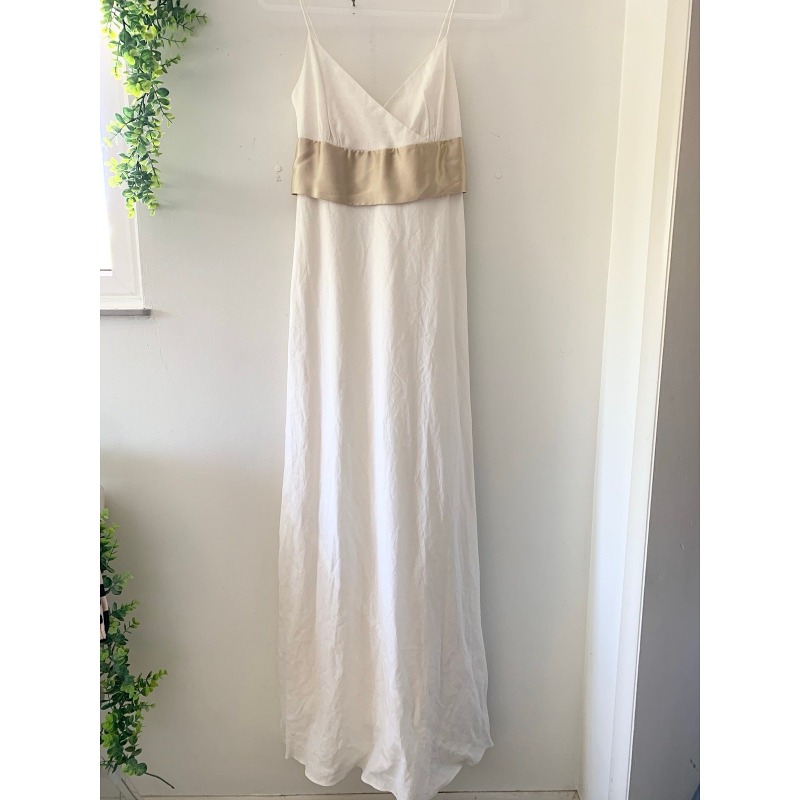 J. Crew Vintage Y2K 2006 Cream Linen Silk Formal Maxi Dress 69219