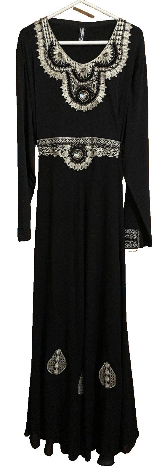 Gulf-Style Abaya*, Beads Embroidery, Belt, Rhinestones, Size 4XL