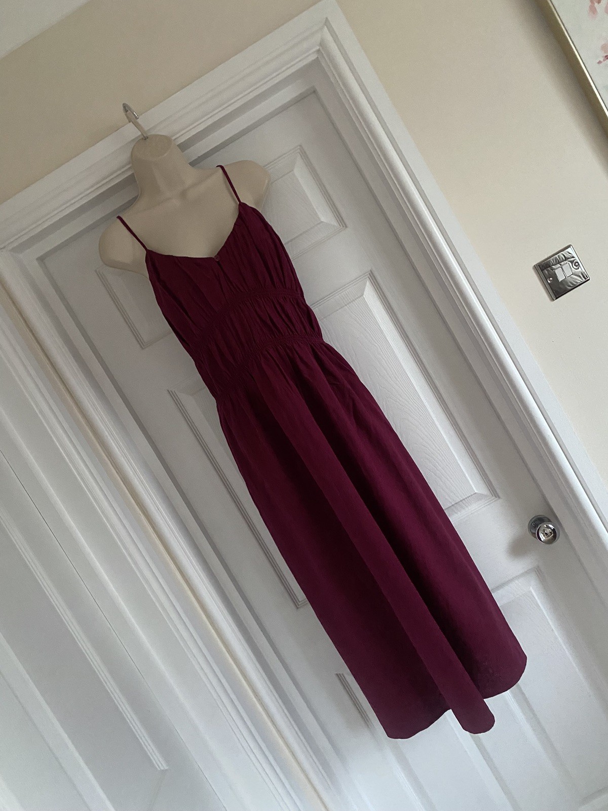 EXQUISITE BNWT M&S SIZE S 8/10/12 RICH RUBY ADJUSTABLE STRAPPY SUMMER SUNDRESS