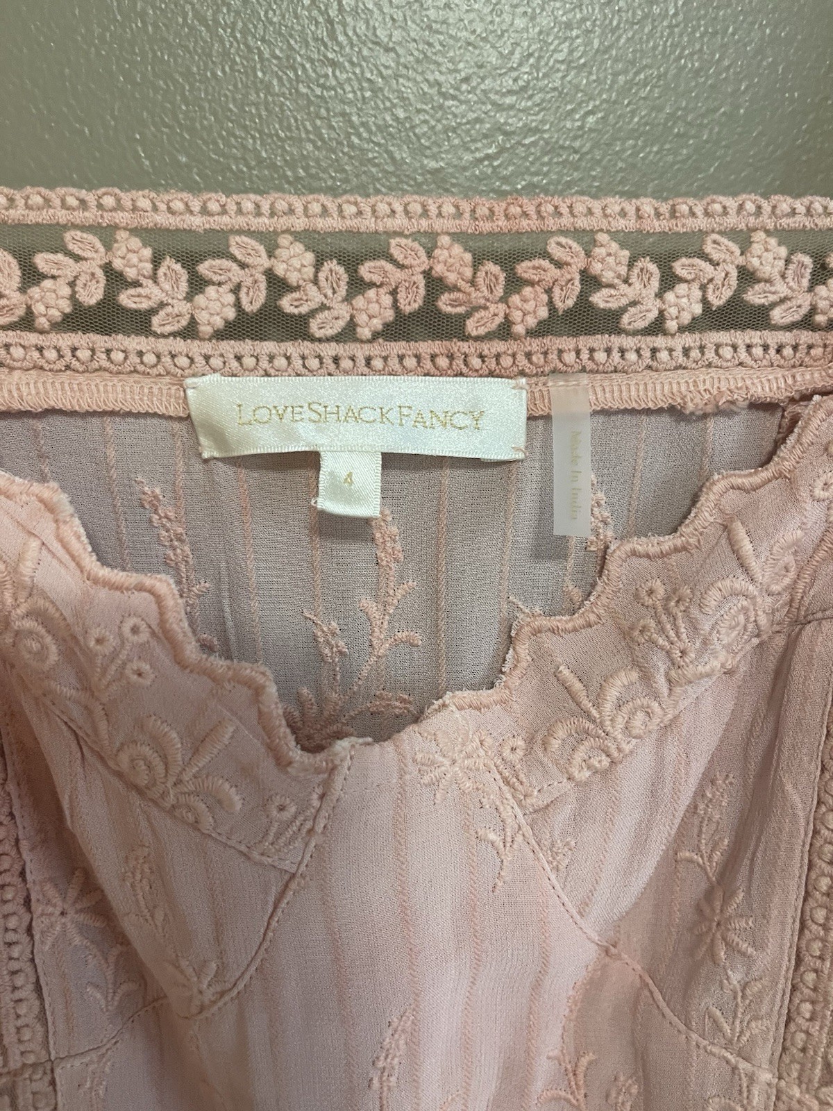 LoveShackFancy Pink Caro Tiered Broderie Anglaise DresMini Size 4