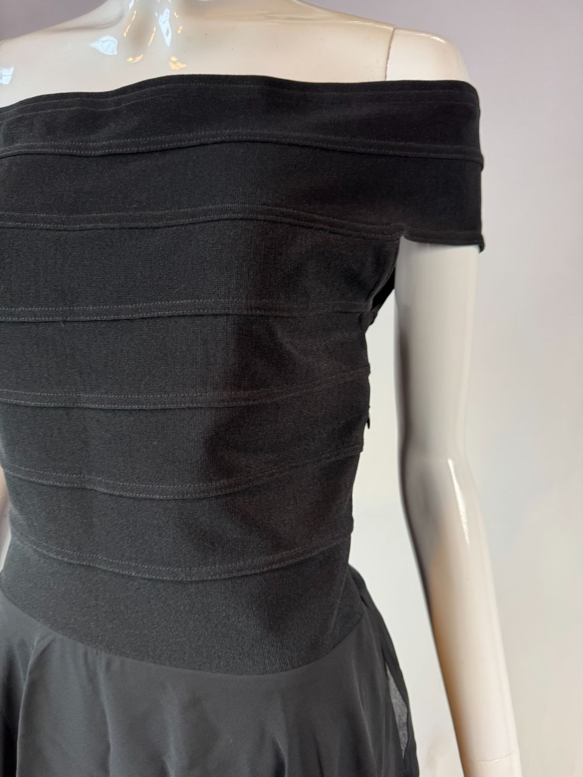 A.b.S Evening Collection Vintage 90s Womens Off-Shoulder Black Dress Size 10