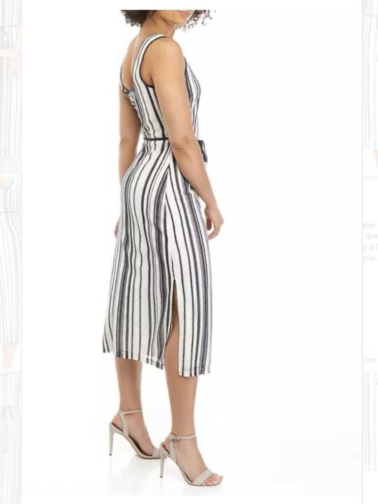 SAM EDELMAN CROCHET STRIPE MIDI COASTAL NAUTICAL PARTY DRESS NEW SzM