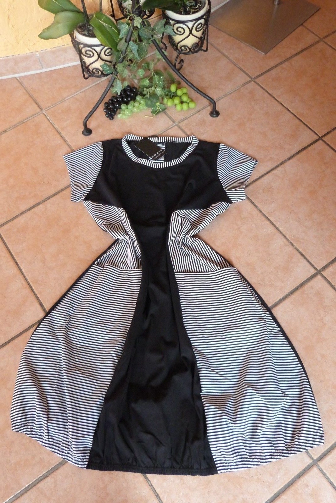 BORIS INDUSTRIES BALLOON Dress 48 50 (5) NEW! black white a shape lagenlook