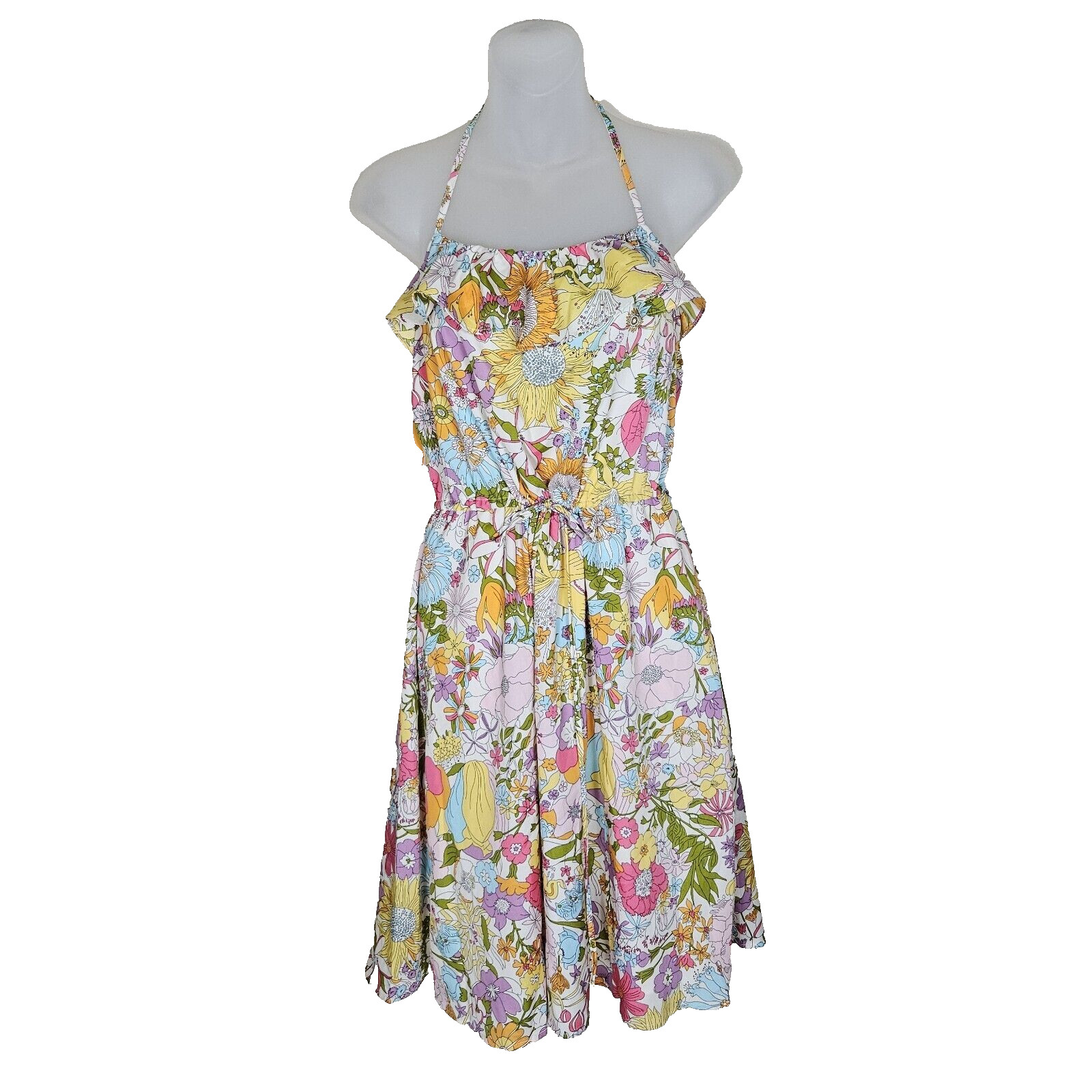 Liberty of London Target Dress S Floral Halter Ruffle Midi Cottagecore Sundress