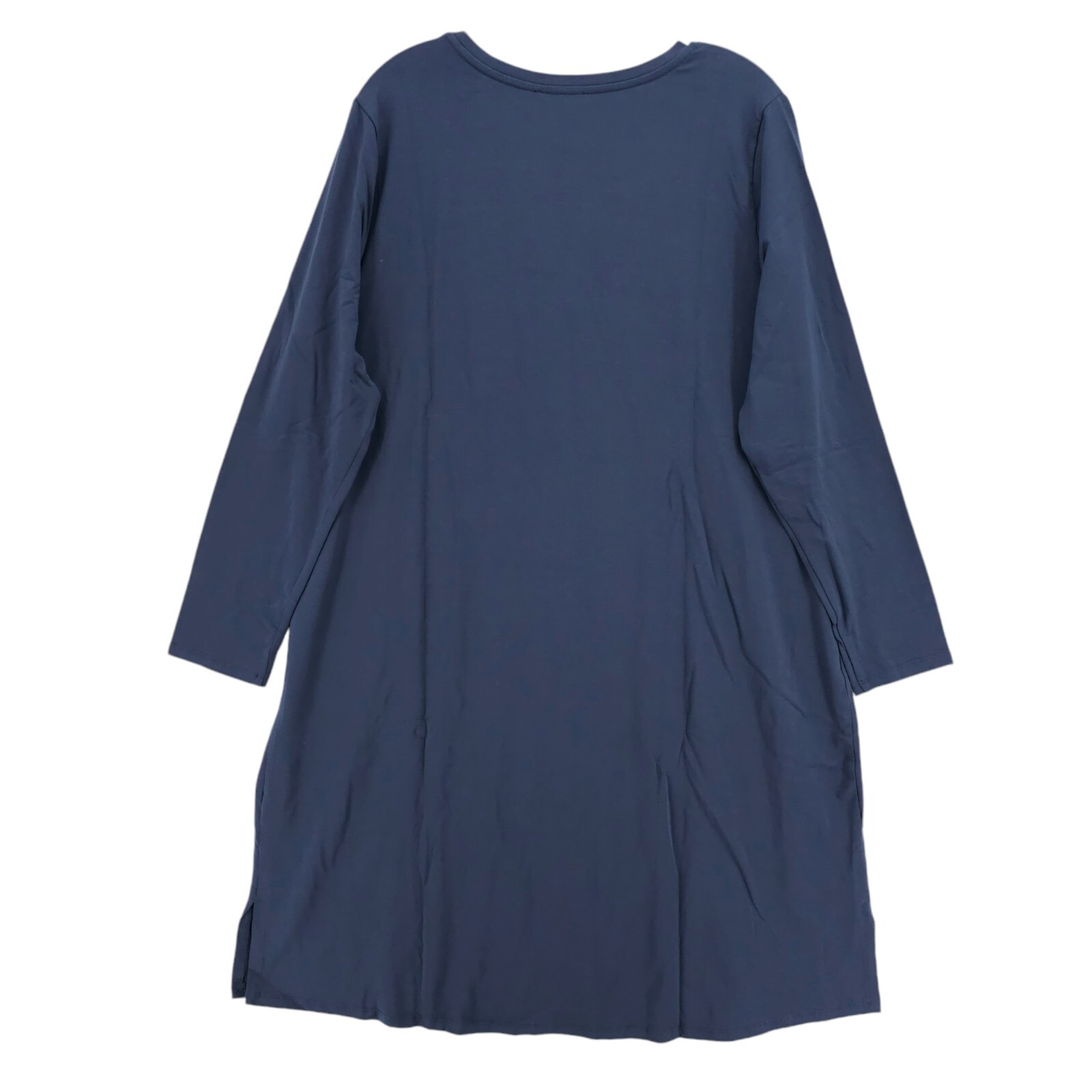 NWT EILEEN FISHER Crewneck Long Sleeve Jersey Shift Dress OCEAN BLUE 1X 2X 3X