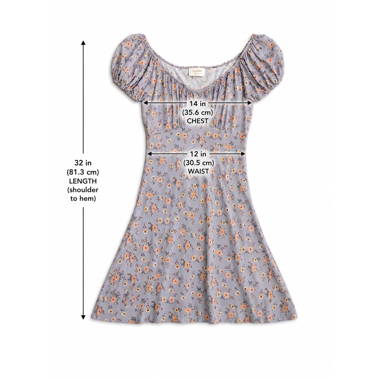 Auguste The Label Mini Dress Size 4 Violet Floral Eloise Penn Milkmaid Cottage