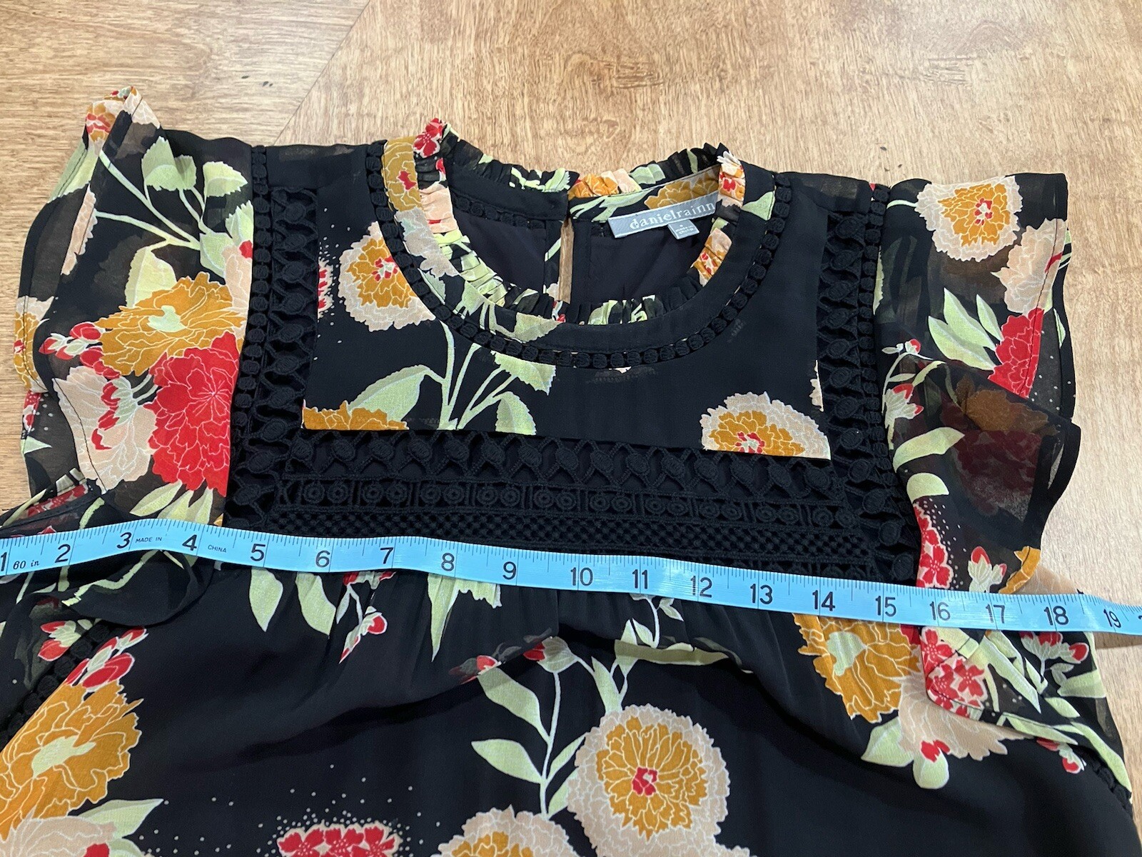 Danielrainn Black & Multicolored Floral Mini Dress, Size 8