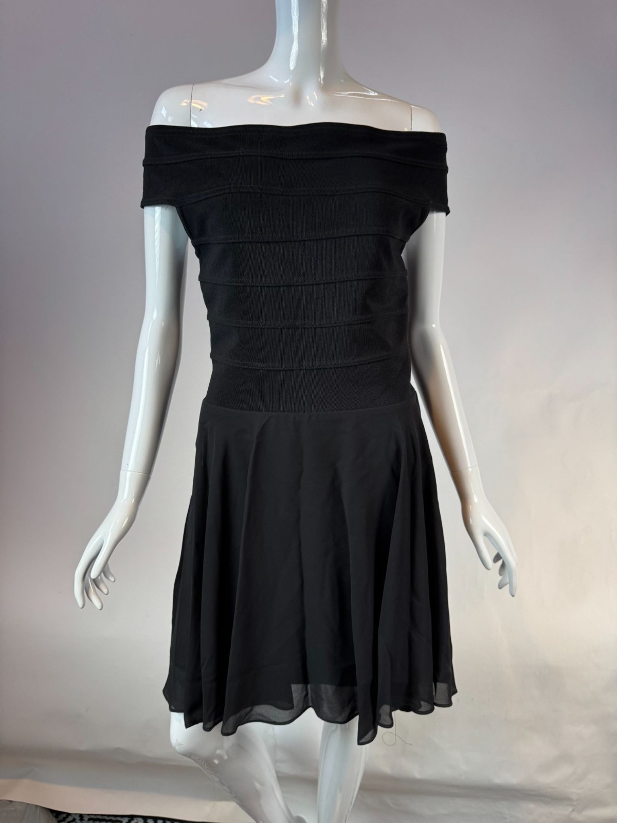 A.b.S Evening Collection Vintage 90s Womens Off-Shoulder Black Dress Size 10