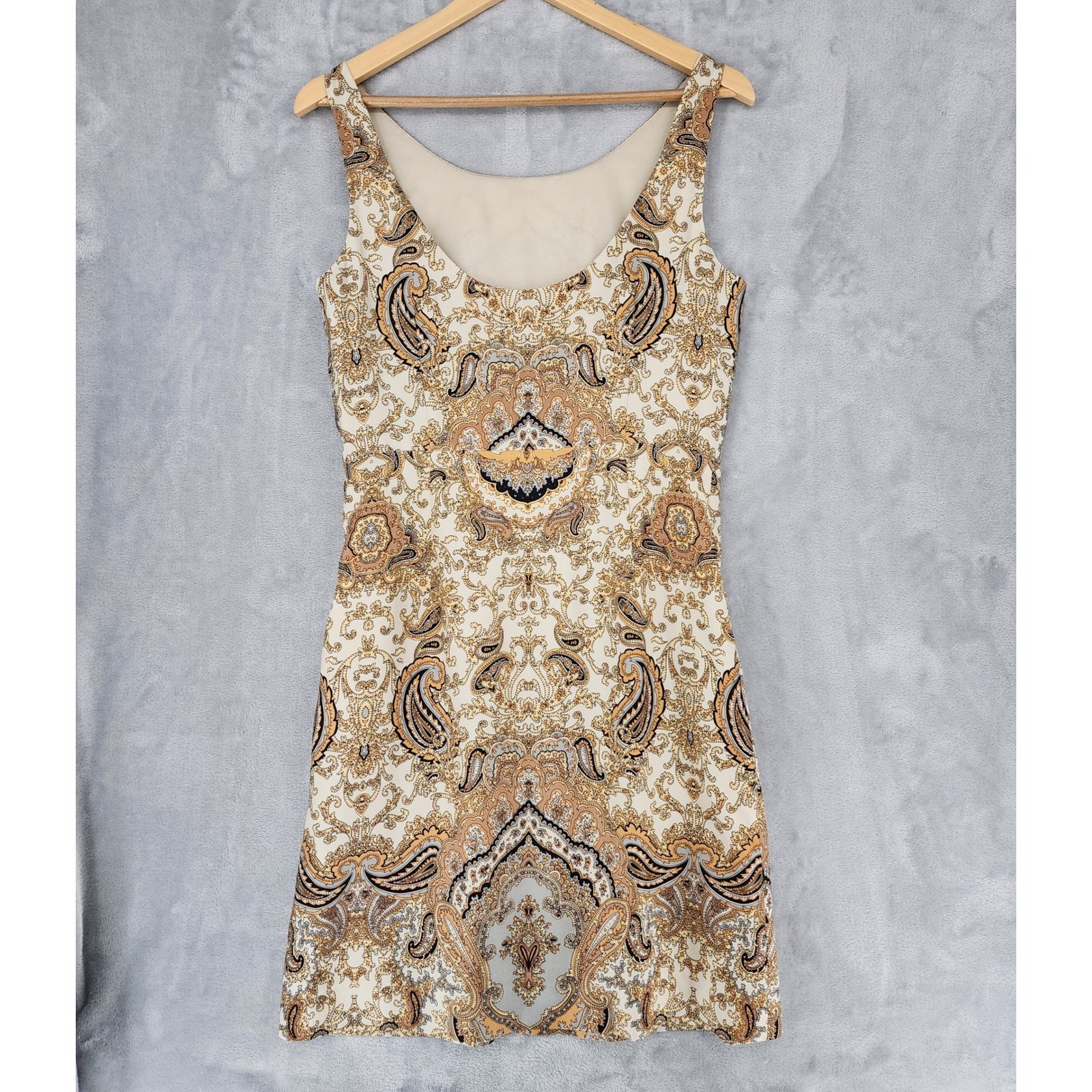 J.Crew Dress Size 8 Silk Wool Blend Elegant Paisley Ivory Gold Pockets Luxe NWT