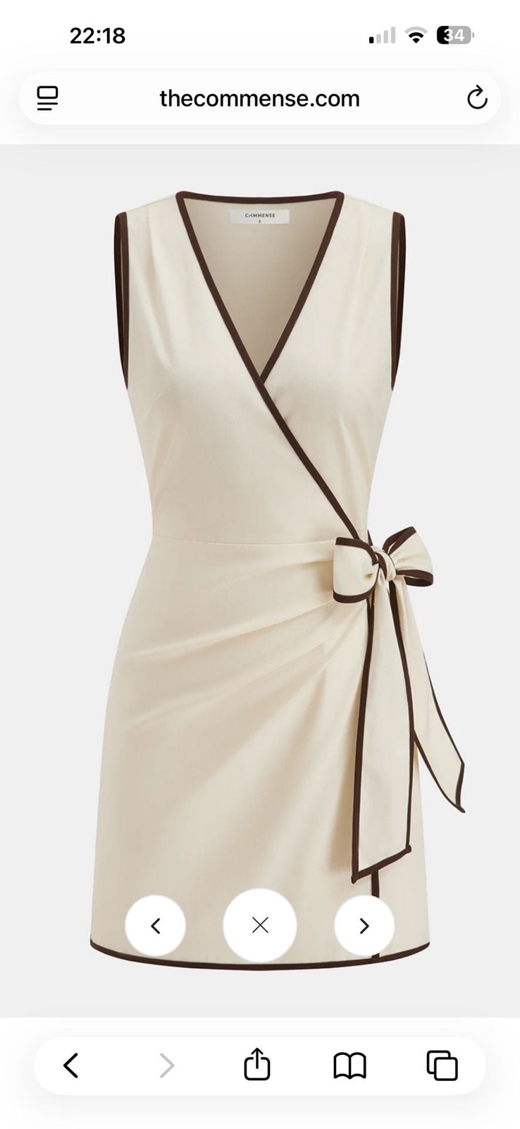 Commense Linen-Blend Contrast Trim Wrap Dress