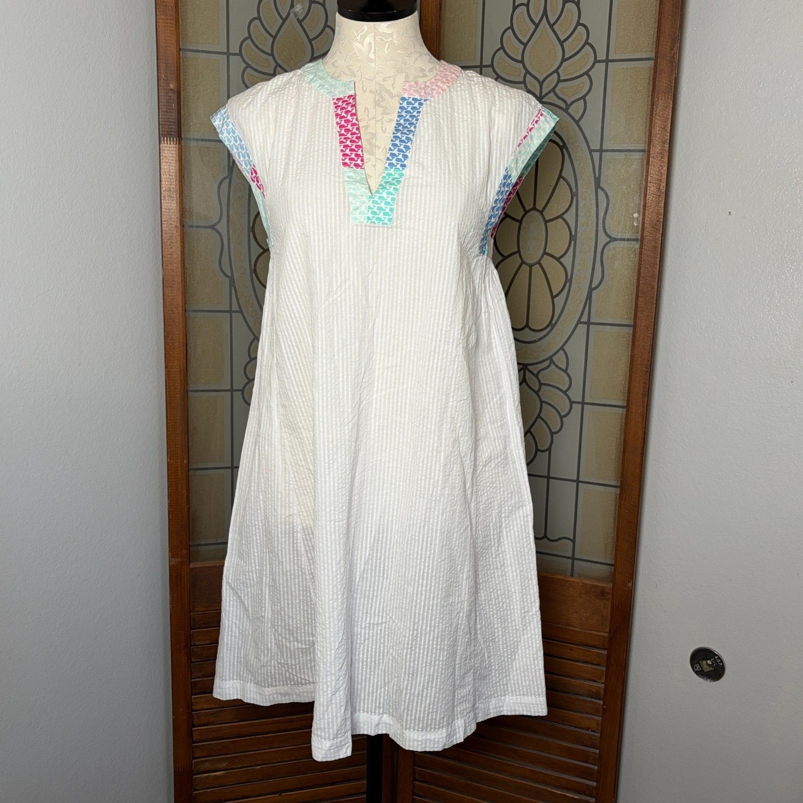 Vineyard Vines For Target NWT Seersucker Dress Colored Collar Oversized Size XS