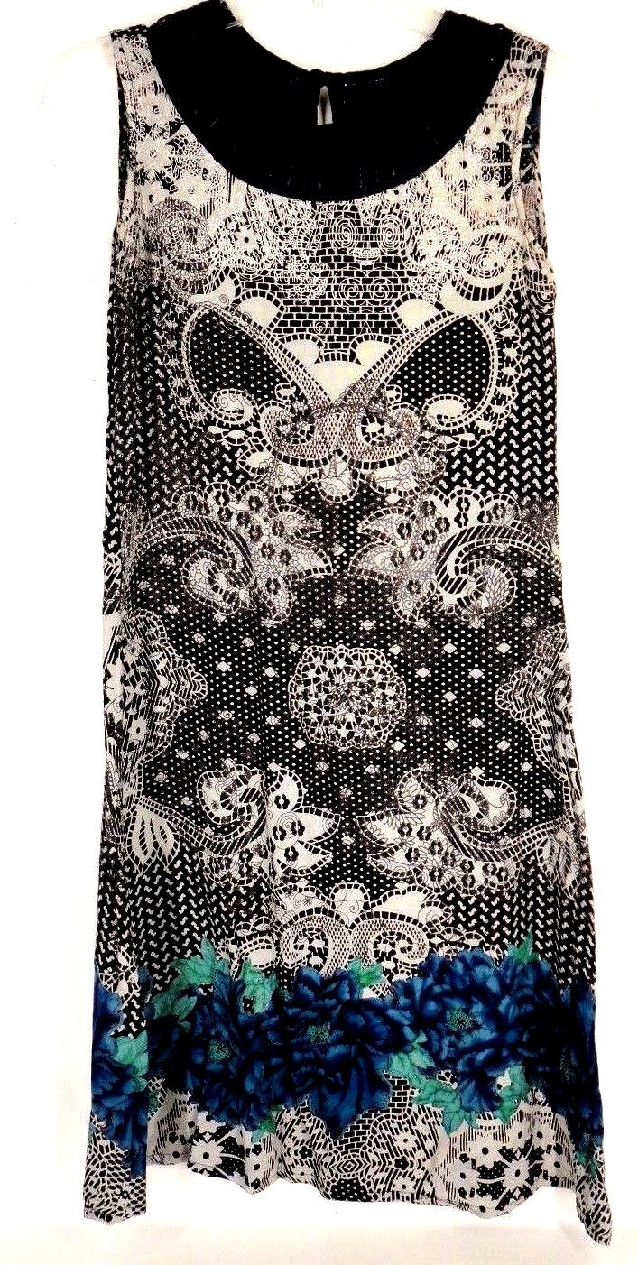 Max Women Shift Dress Size S Floral Multi-color Sleeveless Crew Neck Viscose