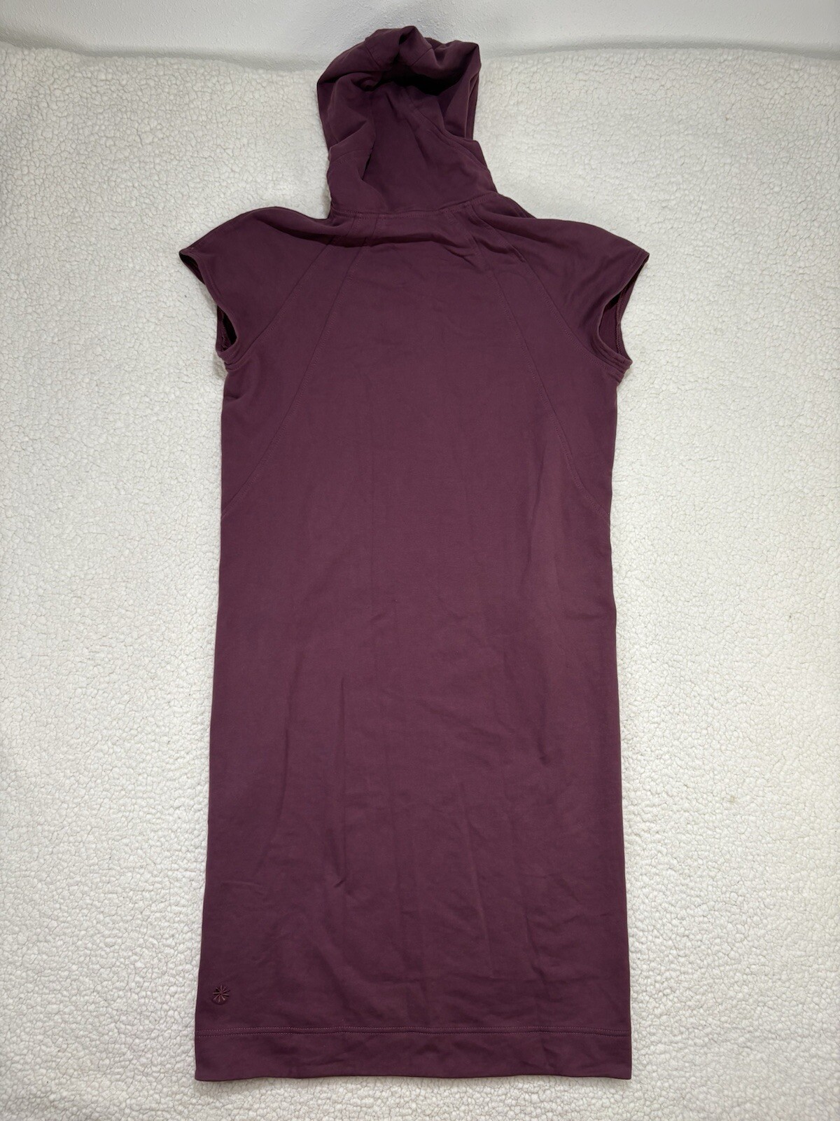 Athleta Short Sleeve Hoodie Sweatshirt Dress Burgundy Maroon Size S Midi Slits