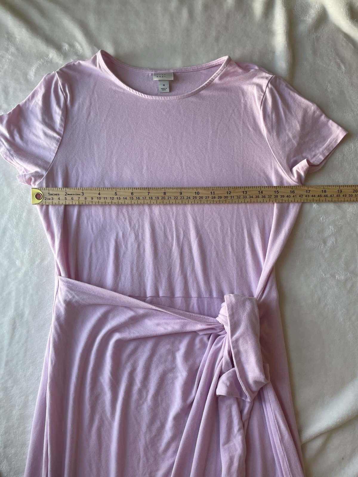 A New Day Short Sleeve Tie Maxi Boho Wrap Dress Pink Medium Stretch Summer