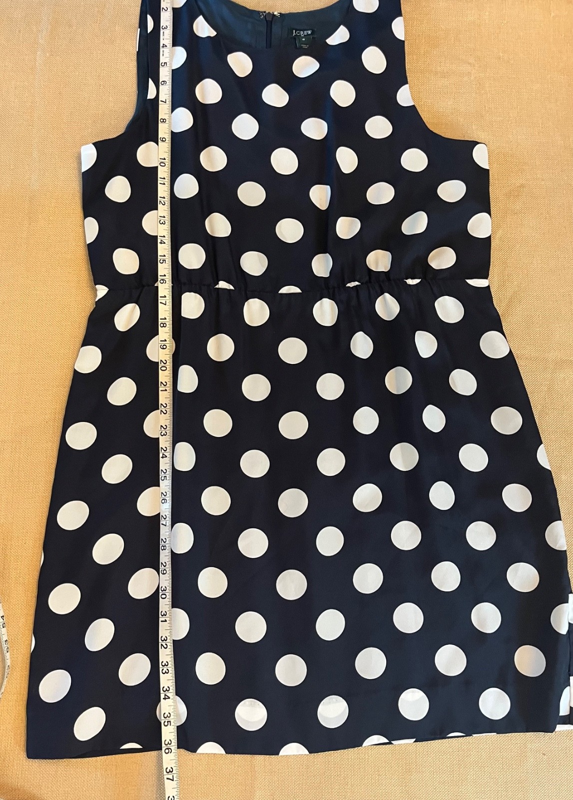 J. Crew Navy White Polka Dot Sleeveless Sheath Dress Size 14 Style 43750