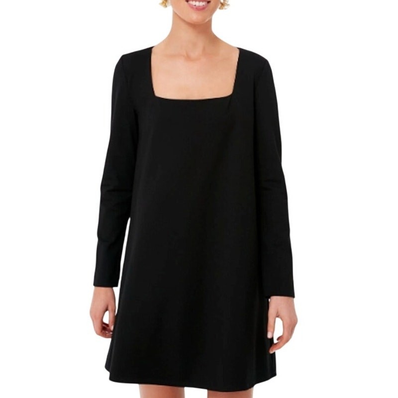 Tuckernuck Black Long Sleeve Middleton Dress M Mini Shift A-Line Square Neck