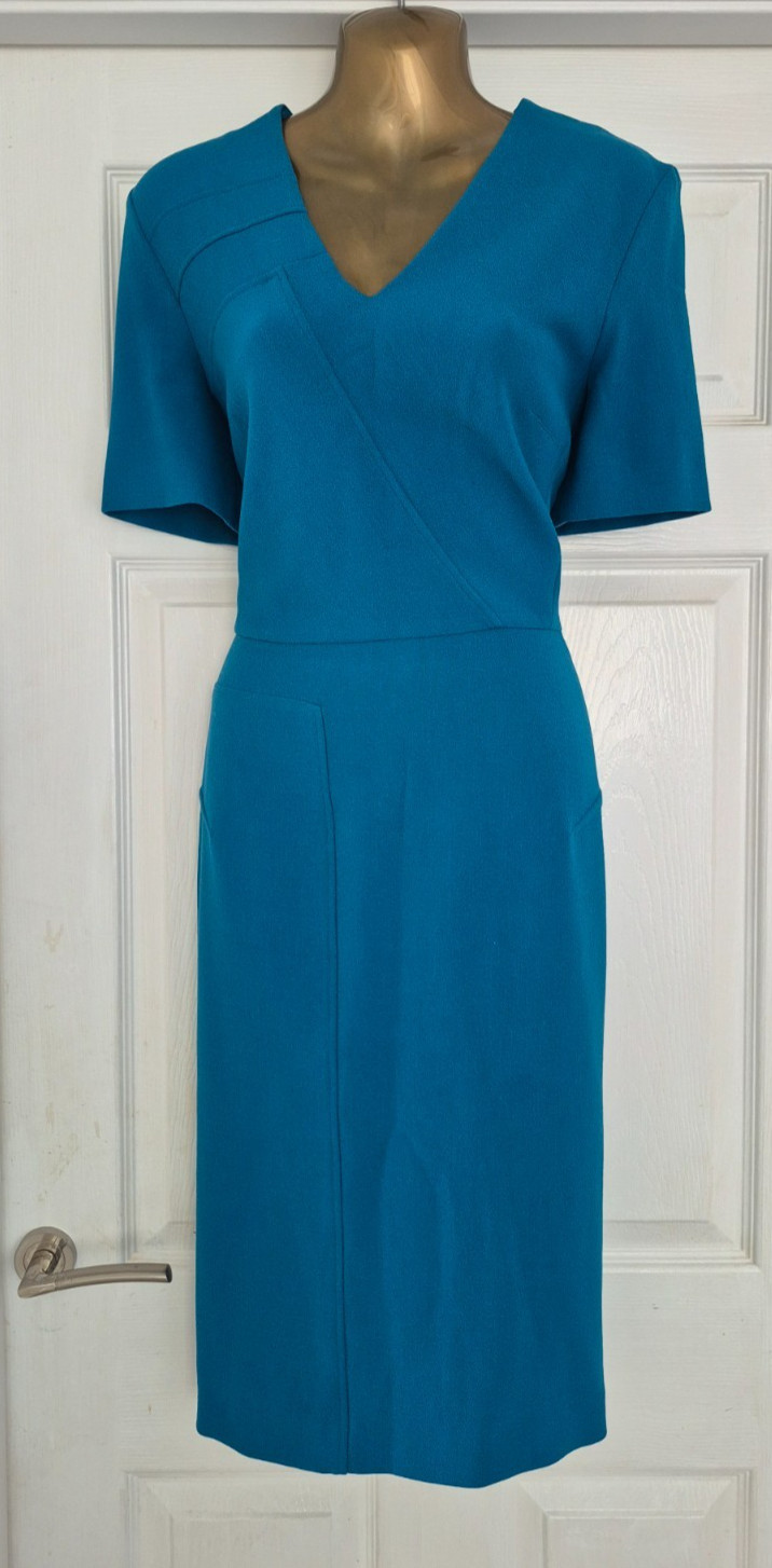 Roland Mouret Teal blue Merevale Dress UK 12 USA 8 ASO Celebrity RRP £750
