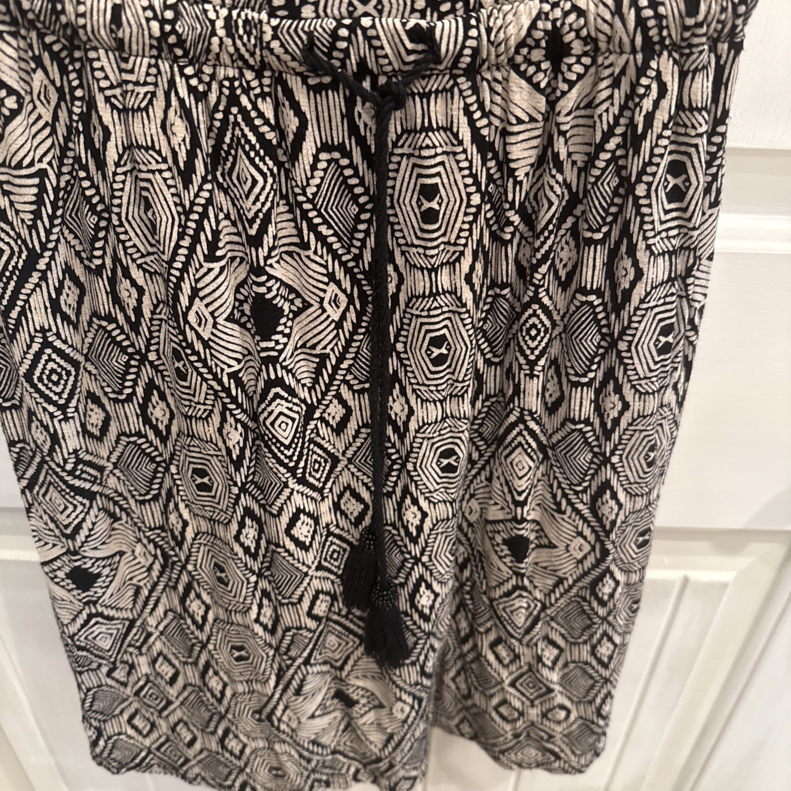 Lucky Brand Size S Black Beige Patterned Sleeveless Viscose Dress