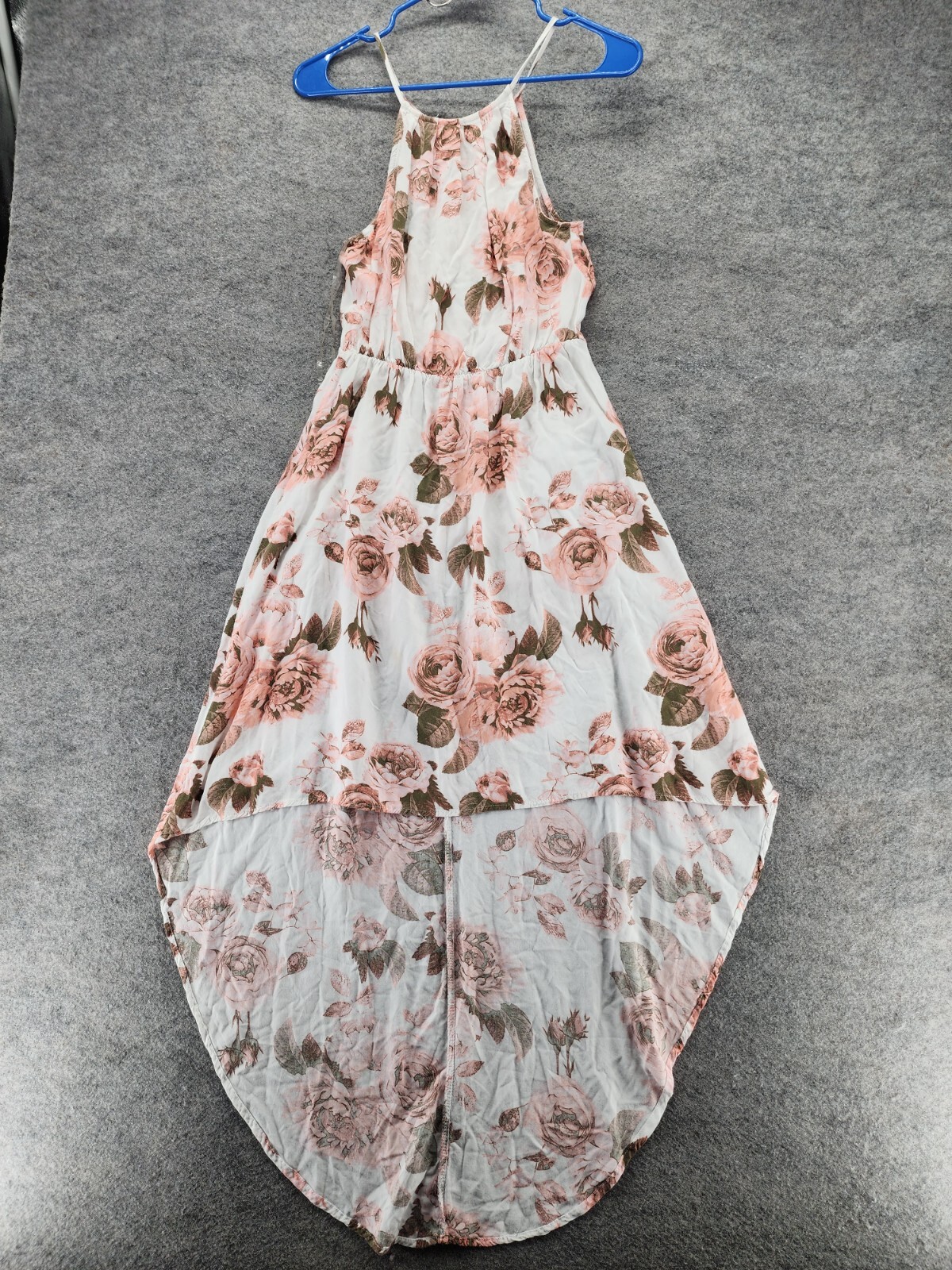 J For Justify Dress Womens Medium Sleeveless White Pink Floral Hi Lo
