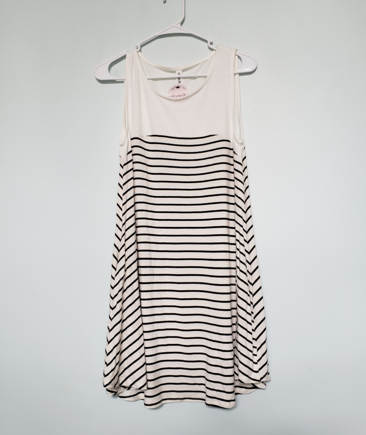 Zenana Premium Womens M Tank Dress Short Sleeveless Black Stripe Round Neck NWT