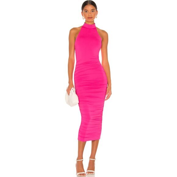 NWT SUPERDOWN Mallory High Neck Dress Hot Pink Size XS