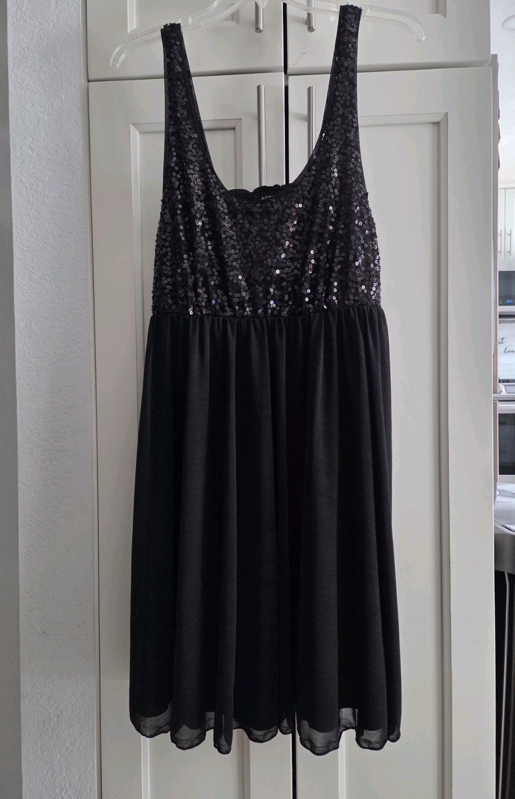 NWT Apt. 9 Women’s Baby Doll Sequence Black Dress Large, Fully Lined, Sleeveless