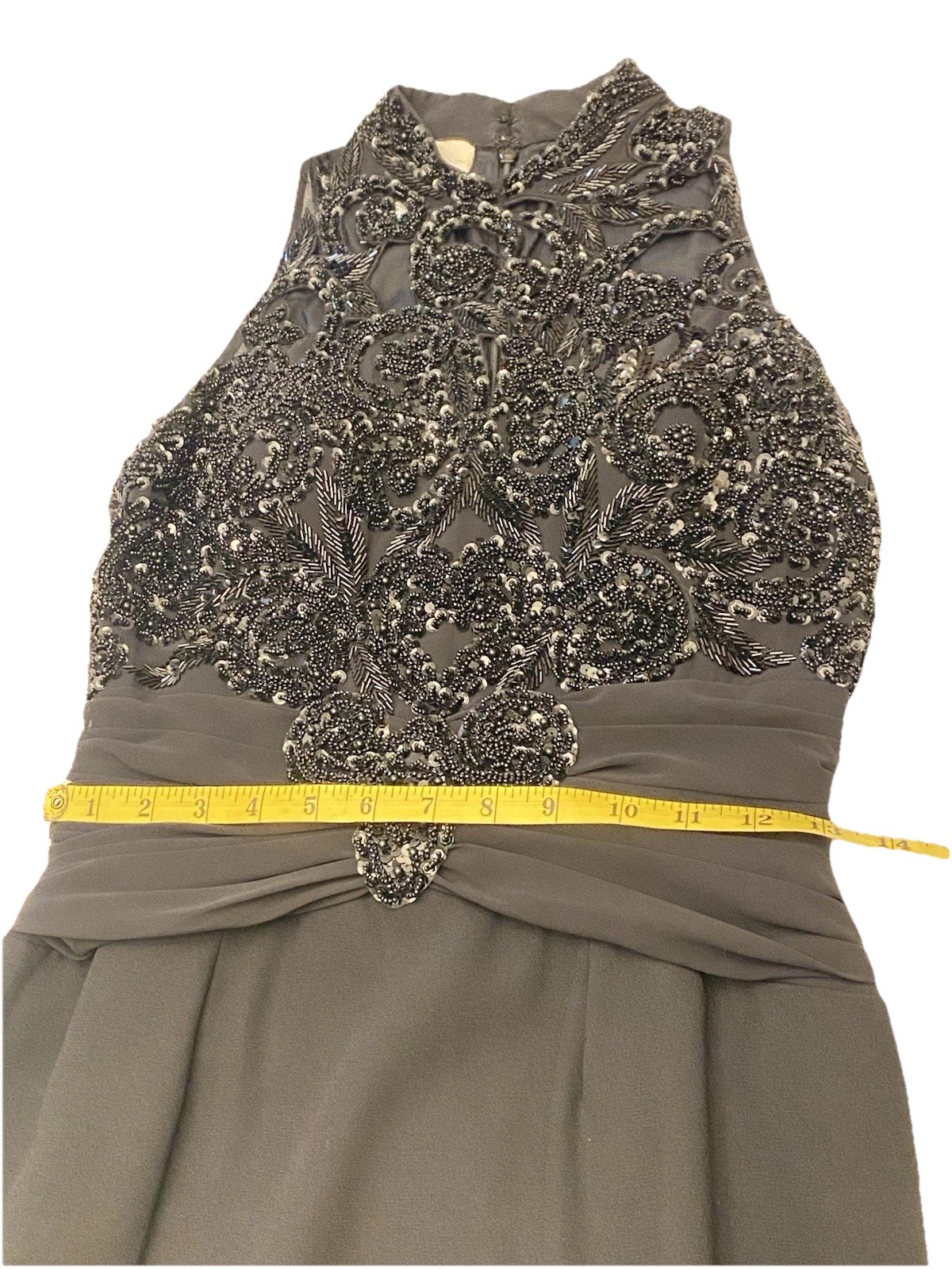 Cassandra Stone Vintage Y2K Beaded Sequin Halter Gown High Slit Prom Pageant, 8