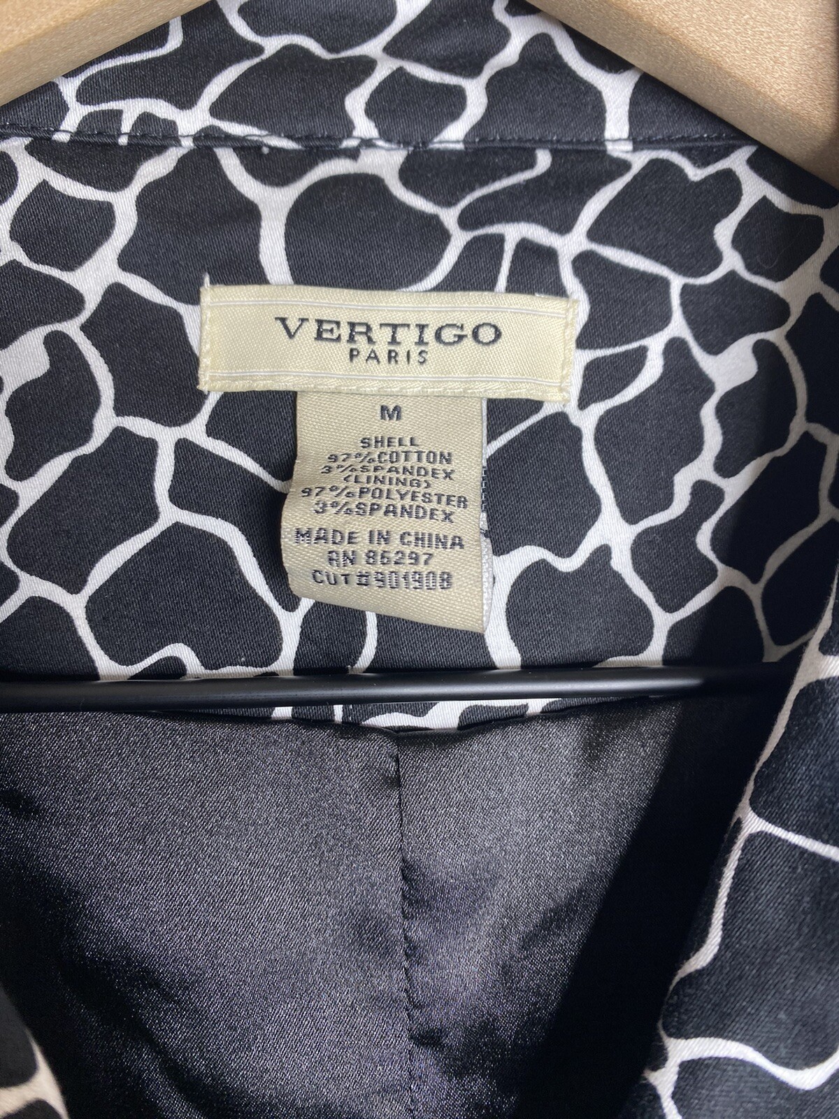 Vertigo Paris Black White Button Casual Collared Dress Size Medium