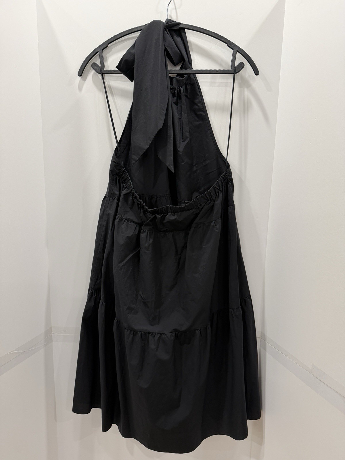 NWT Theory Halter Tie Mini Dress Black Soft Lawn Sz Medium M0504629 $385