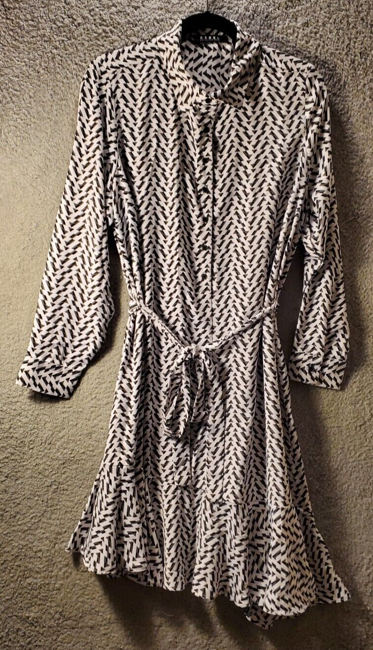 Rebel Wilson X Angels Womens Dress Sz PLUS 0X Geometric Print Ruffeled High Low