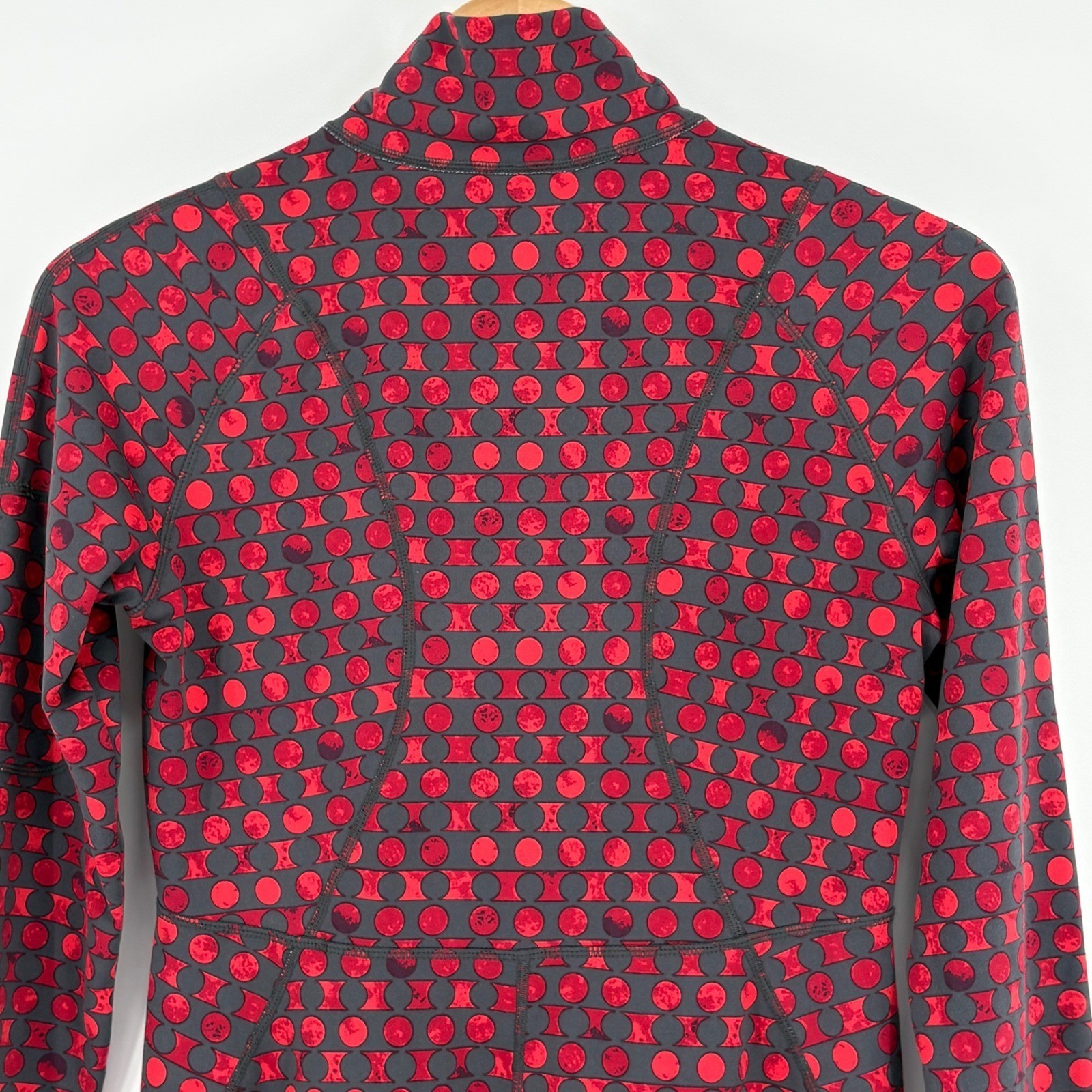 Title Nine Dream Dress Small Red Grey Geometric Dot 1/4 Zip Long Sleeve