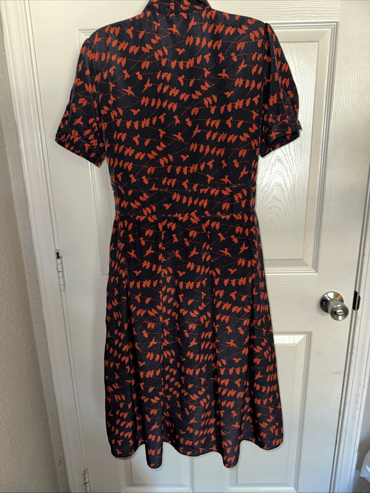 Pink Martini Collection Vintage Style Navy with Orange Bird Pattern Size M Dress