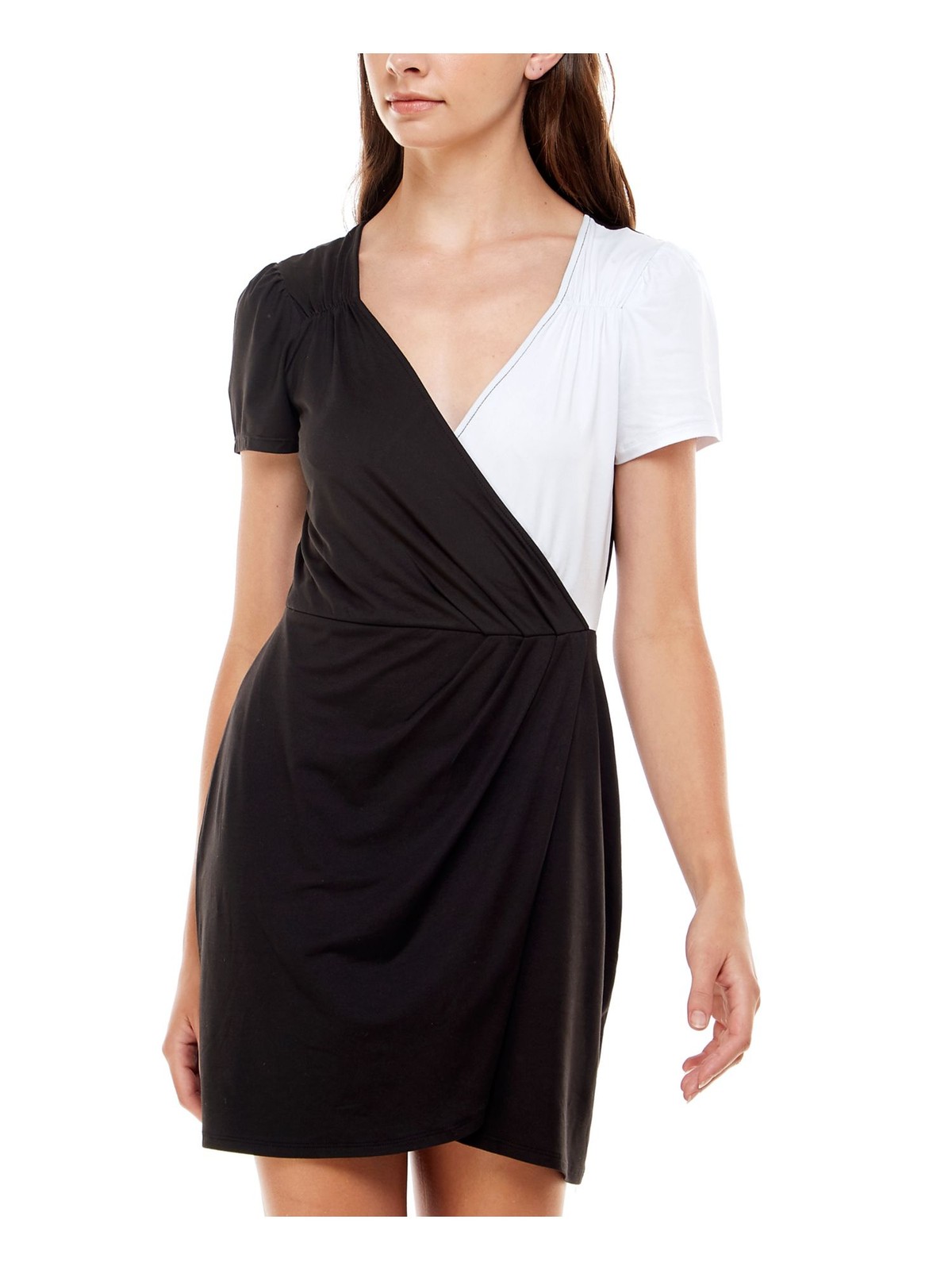 ULTRA FLIRT Womens Sheath Short Dress Black Short Sleeve Party Juniors S