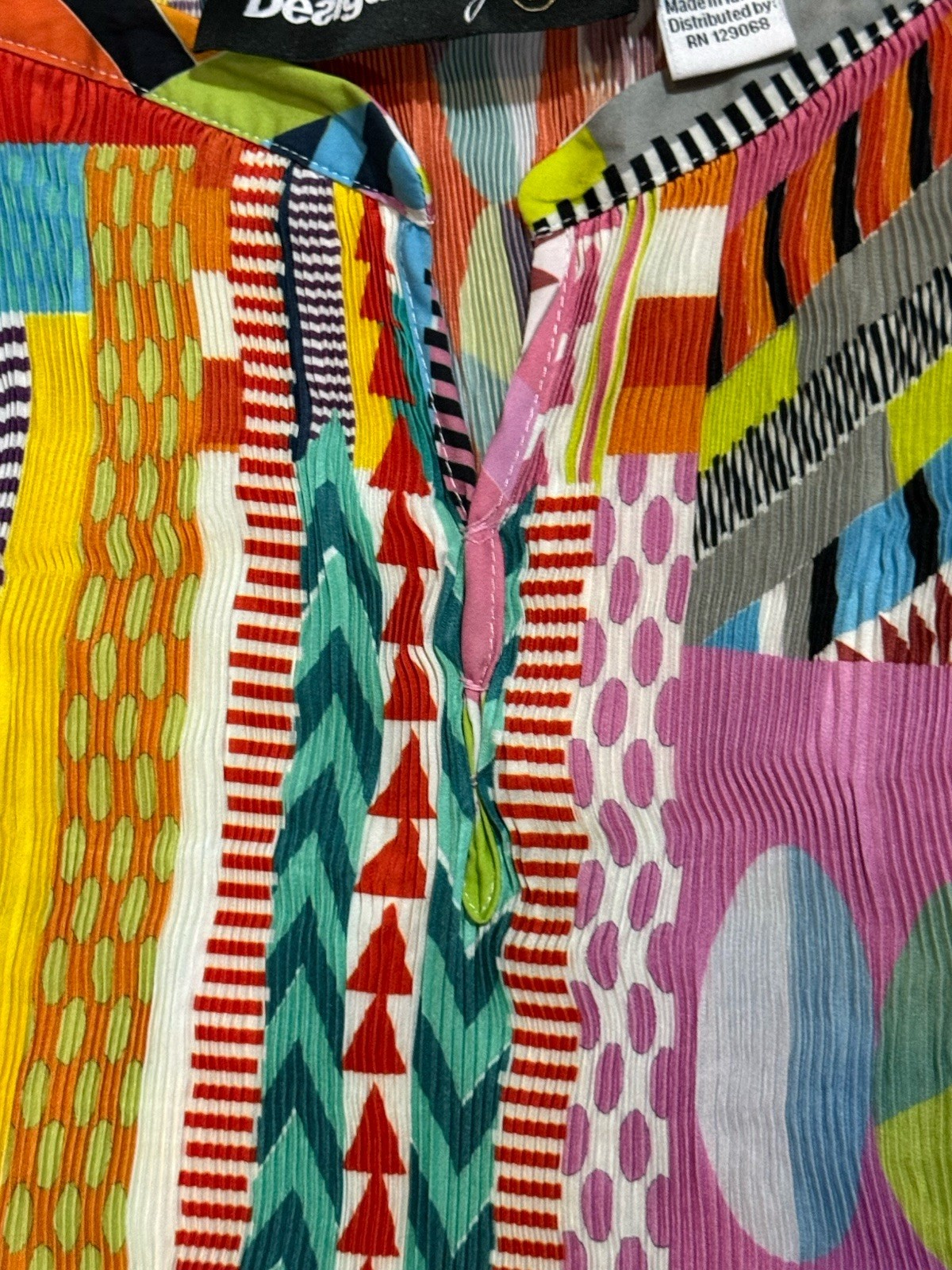 DESIGUAL Vibrant Art Patchwork Print Dress Halter Neck Beach Club Classic