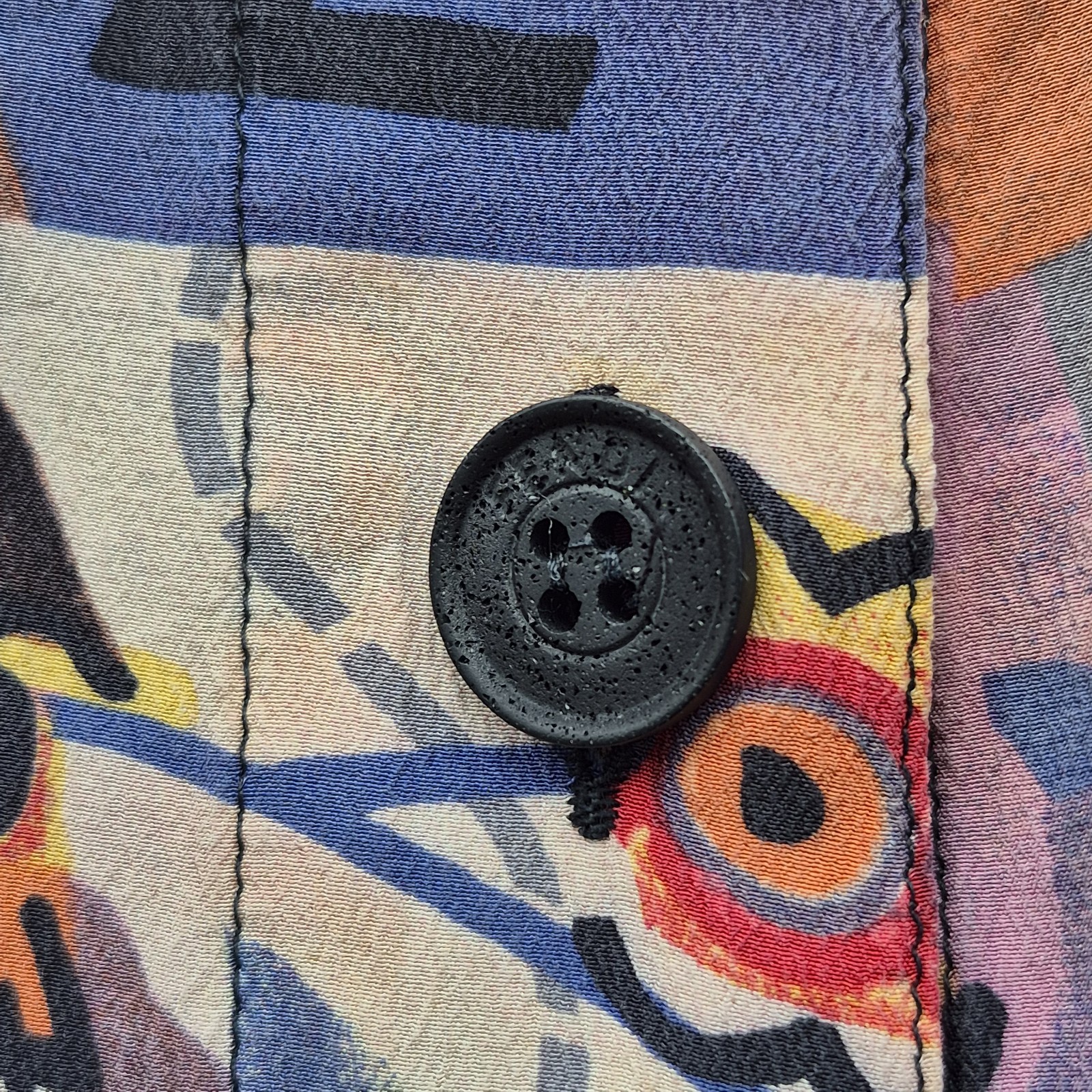 Silk Dress Abstract Face Print Button Front Colorful Graphic Fendi Logo Buttons