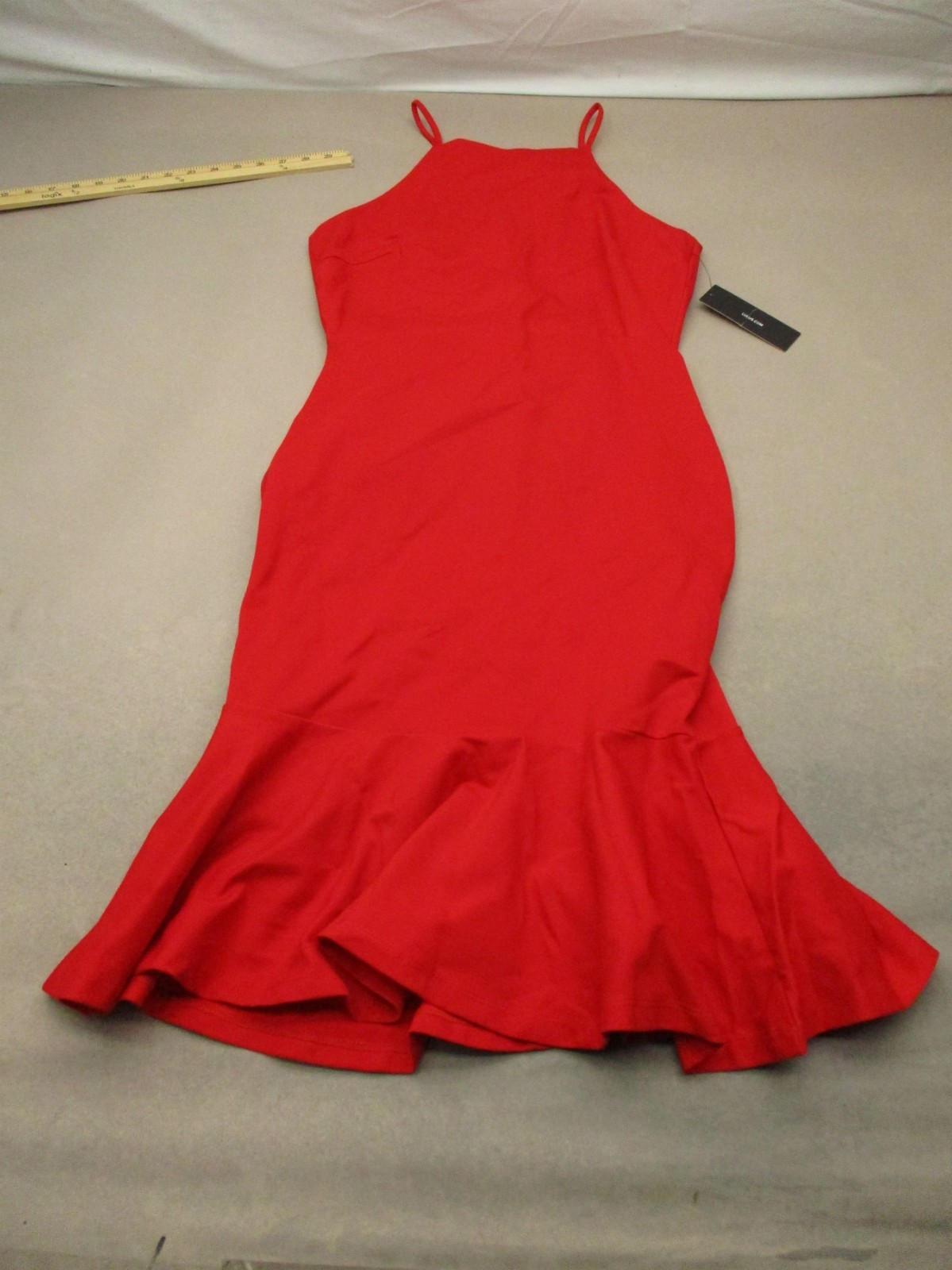 NWT Lulus Size M Womens Red Sleeveless Straps Ruffle Party Bodycon Dress 178