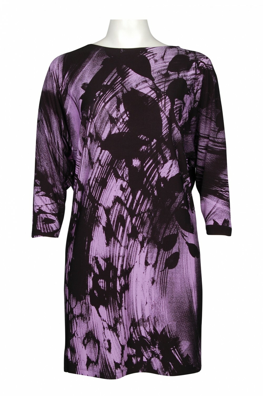 Muse Bateau Neck Open Back Day Dress Size 14 Purple Black Abstract NWT $158