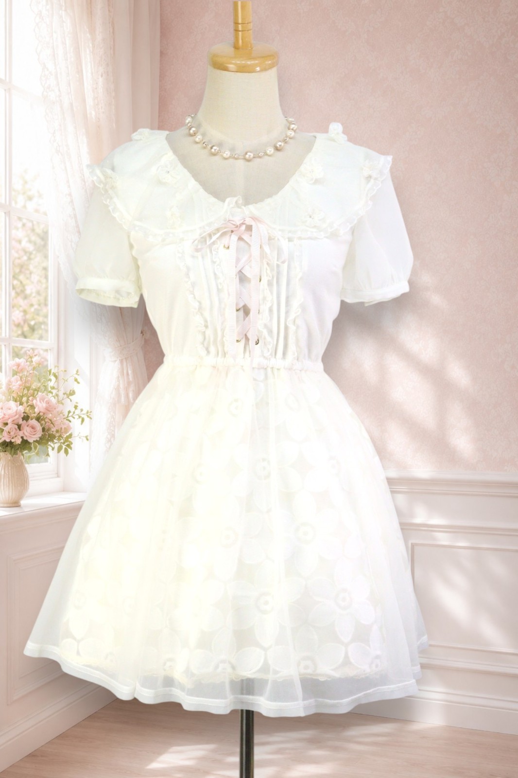 Special Price! Liz Lisa White Floral Lolita Mini Dress 314 0334