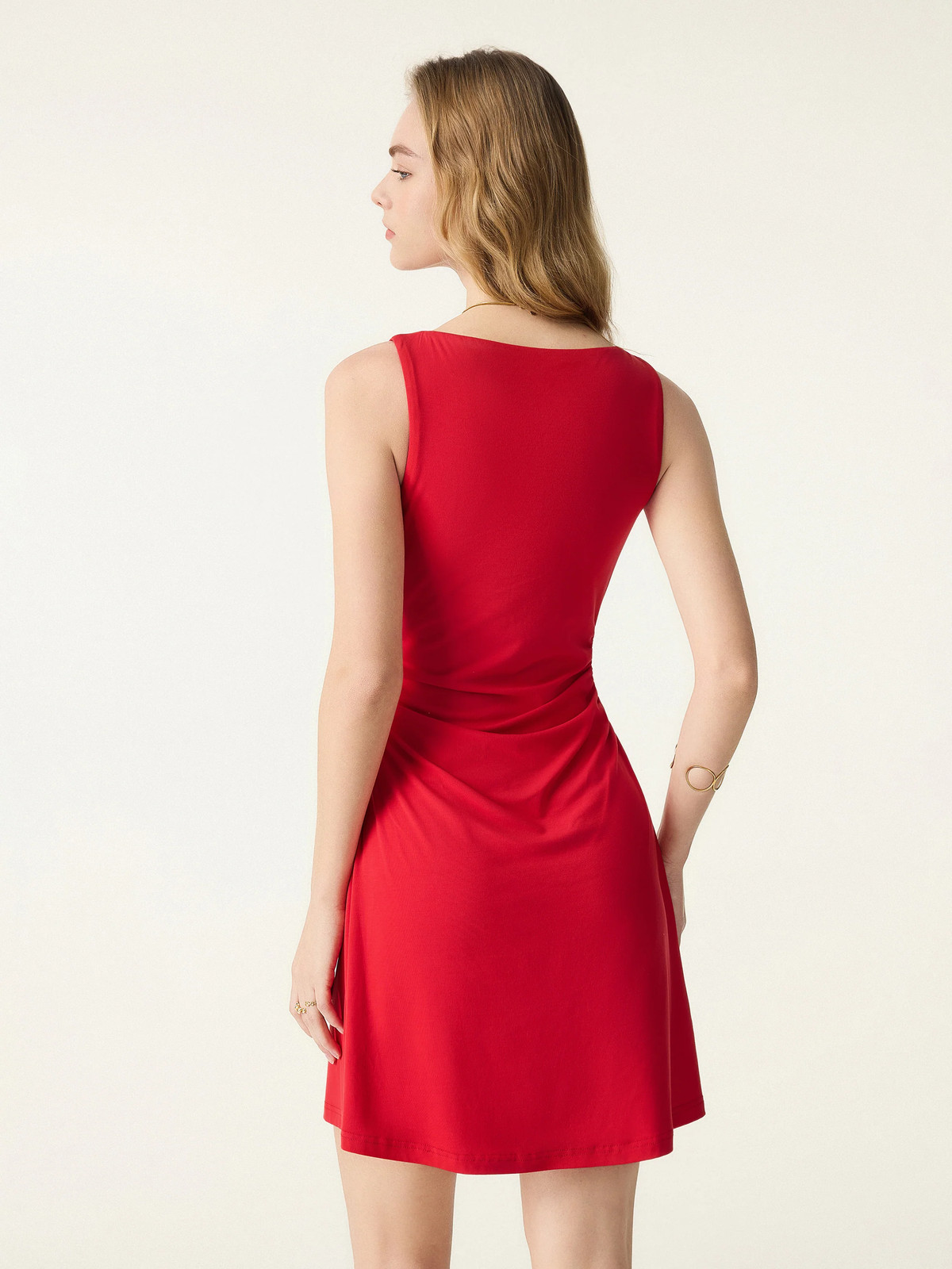 SkinKiss Boatneck Ruched A-line Mini Bra Dress-OGLmove|118826
