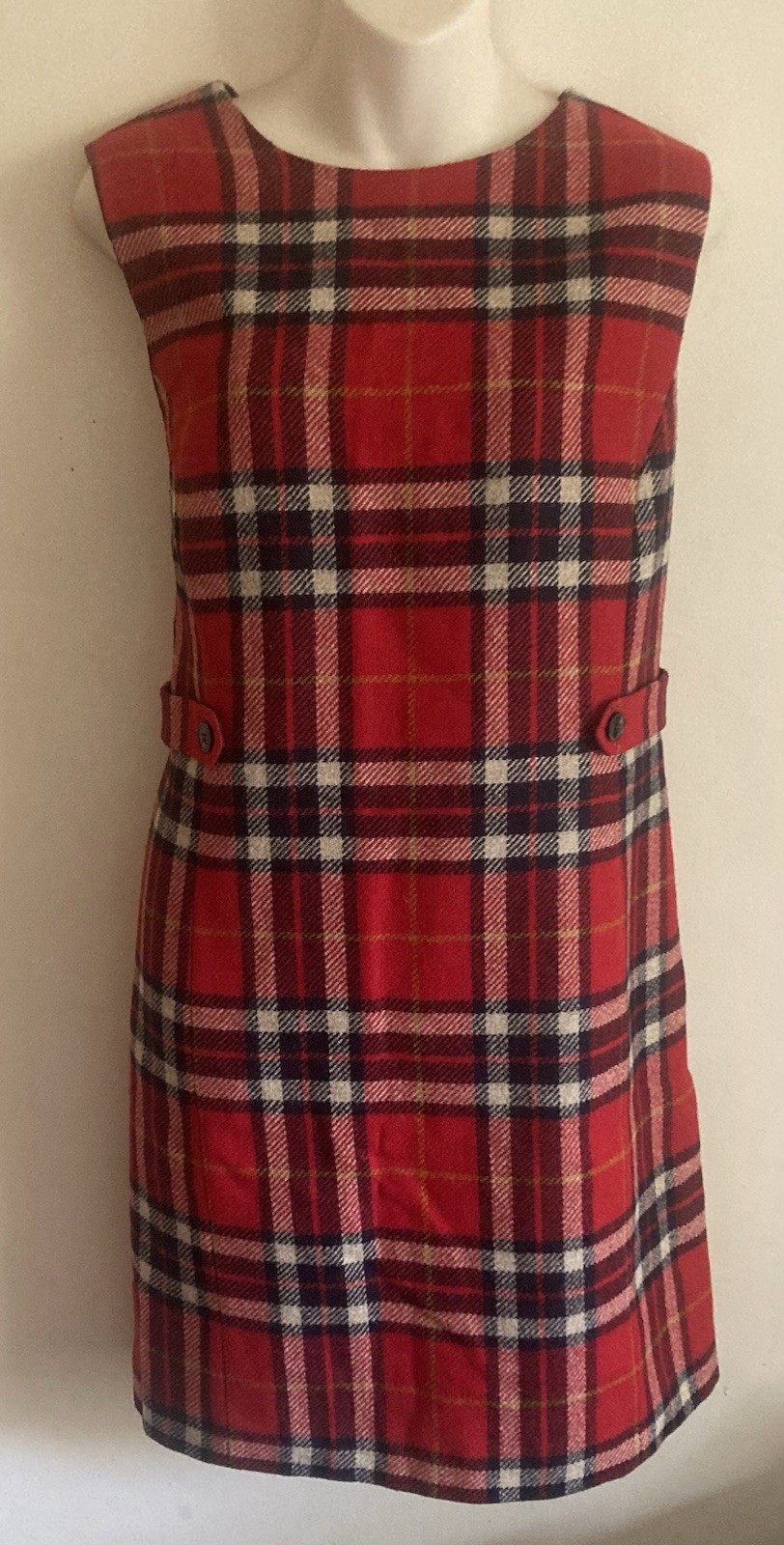 SIZE 16 HOBBS Tartan/Check Print Pure Wool Dress