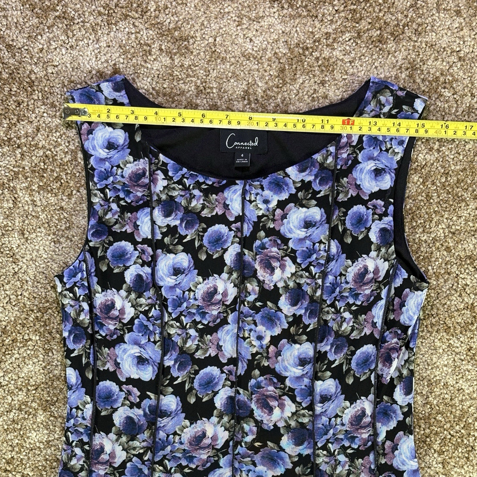 Connected Apparel Floral Lightweight & Breathable Sleeveless Midi Dress Size 4