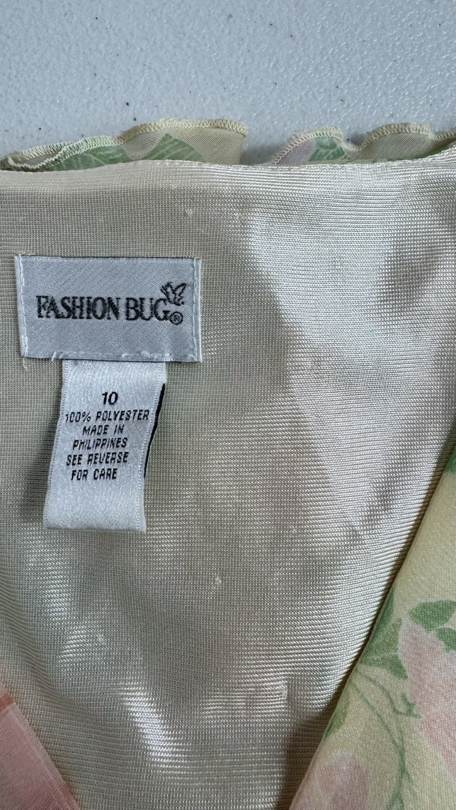 Vtg Floral Dress Sz 8-10 (M) Yellow Rococo Flowy Lined Pastel Fairy 90s Y2K