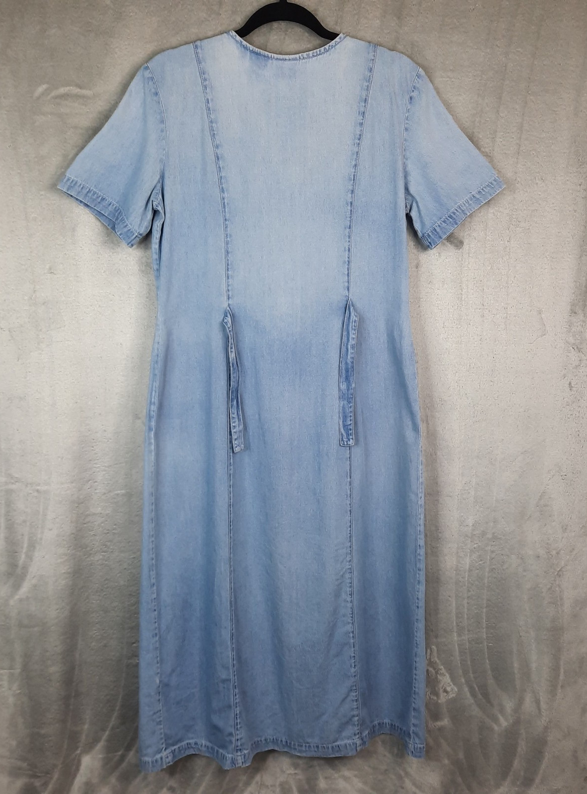 VTG 90s Button Front Denim Gingham Dress Womens 12 Cottagecore Prairie Western