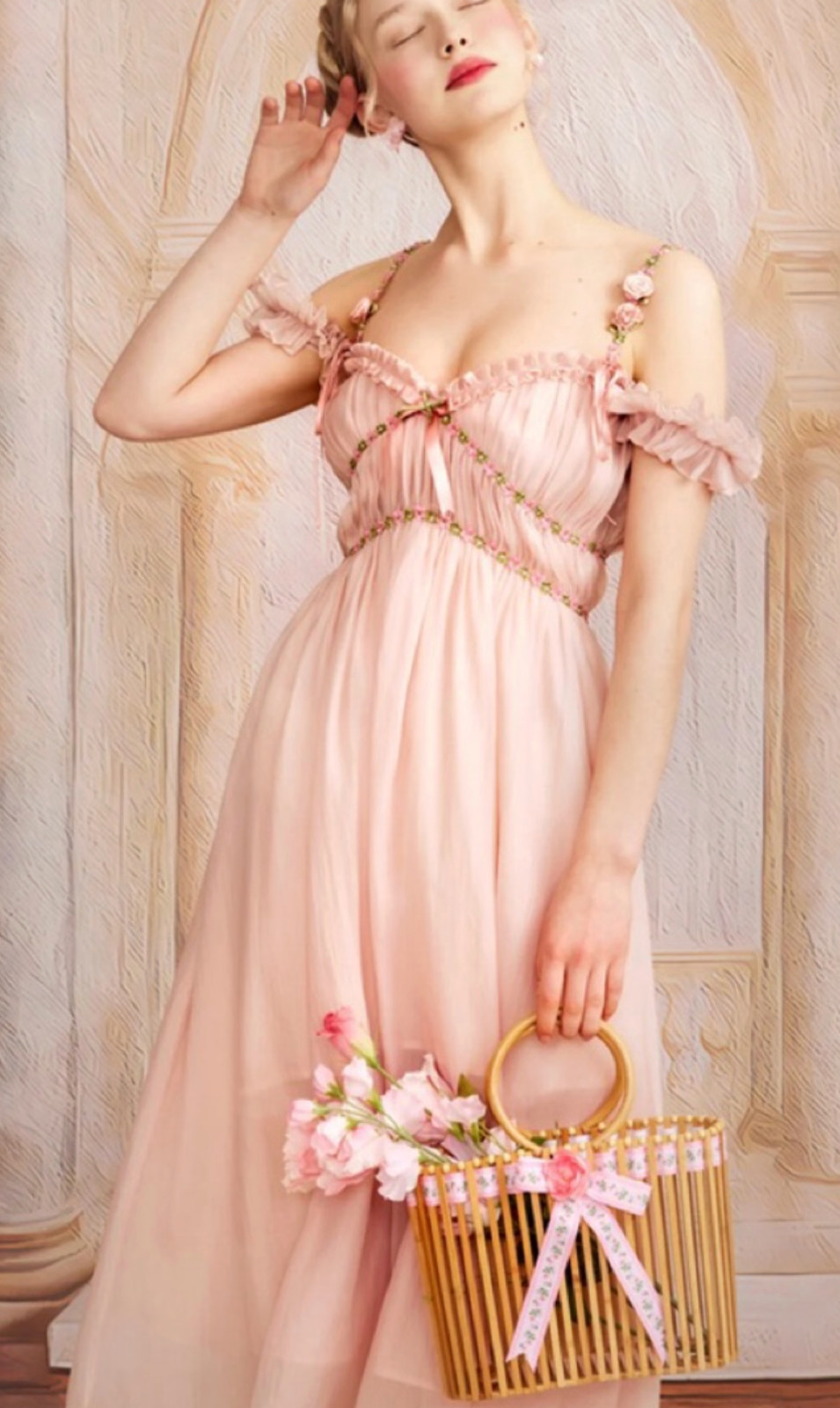 Lacemade Aurora Dress Pink Blush Viral Cottagecore Fairycore Maxi Smock S Prince