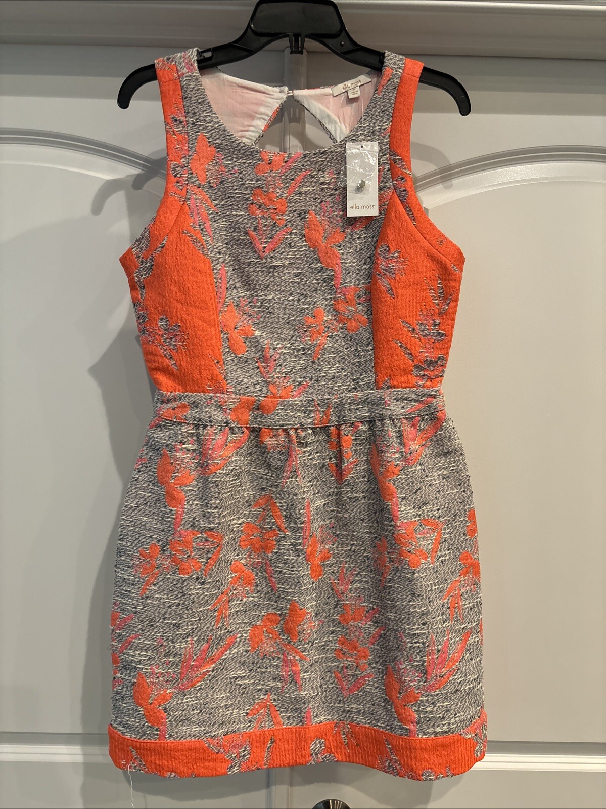 NWT Ella Moss Nordstrom Grey/Orange Sleeveless Dress M MSRP $248