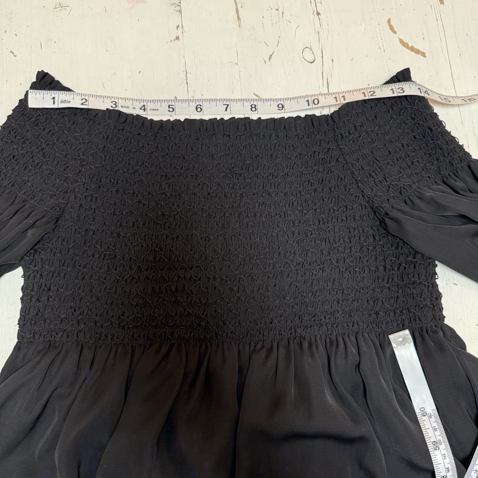 Tuckernuck Jade Melody Tam Smocked Shift Dress XS Black Satin Silky Tunic