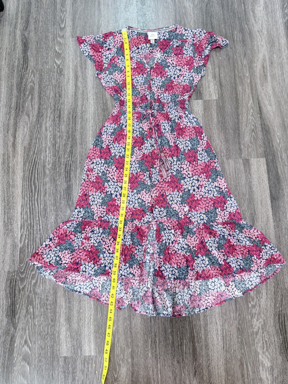 Knox Rose Medium 100% Rayon Button Flowy Midi Below Knee Dress Floral Red Size S