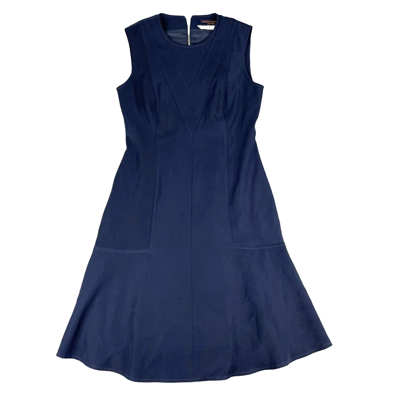 Louis Vuitton Uniforms Dress Women’s 36 US 4 Blue Sleeveless Back Zip Authentic
